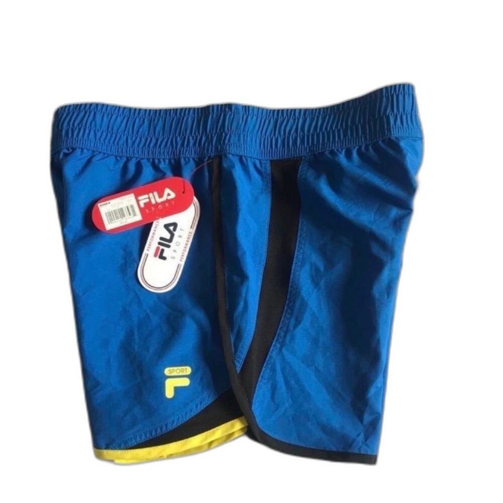 NWT $22 Fila Sport Shorts Girls M 10/12 Athletic Unlined blue black yellow NEW